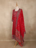 Red Floral Printed Design Cotton Anarkali Salwar Suit with Dupatta