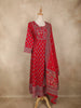 Red Floral Printed Design Cotton Anarkali Salwar Suit with Dupatta