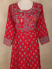 Red Floral Printed Design Cotton Anarkali Salwar Suit with Dupatta