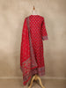 Red Floral Printed Design Cotton Anarkali Salwar Suit with Dupatta