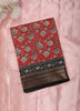 Red Floral Printed Design Mixed Cotton Saree with Contrast Border