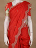 Red Floral Printed Design Pure Tissue Silk Saree