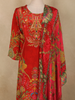 Red Floral Printed and Beads Embroidered Design Synthetic Straight Cut Salwar Suit with Dupatta