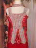 Red Floral Printed Sequins and Beads Embroidered Design Indo Western Palazzo Set with Dupatta
