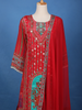 Red Floral Printed Synthetic Palazzo Salwar Suit - Diadem