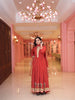 Red Floral Printed Synthetic Salwar Suit