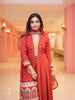 Red Floral Printed Synthetic Salwar Suit