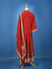Red Floral Printed Synthetic Salwar Suit - Diadem
