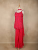 Red Floral Sequins Design Georgette Sharara Set
