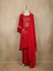 Red Floral Sequins Design Synthetic Salwar Suit