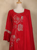 Red Floral Sequins Design Synthetic Salwar Suit