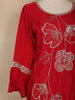 Red Floral Sequins Design Synthetic Salwar Suit