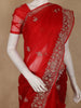 Red Floral Sequins Designed Net Saree