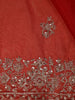 Red Floral Sequins Designed Net Saree
