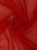 Red Floral Sequins Designed Net Saree