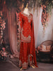 Red Floral Sequins Embroidered Design Crepe Palazzo Suit