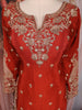 Red Floral Sequins Embroidered Design Crepe Palazzo Suit