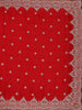 Red Floral Sequins Embroidered Satin Saree - Diadem