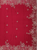 Red Floral Sequins Embroidered Satin Saree