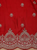 Red Floral Sequins Embroidered Satin Saree - Diadem