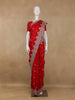 Red Floral Sequins Embroidered Satin Saree - Diadem