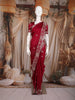 Red Floral Sequins Embroidered Satin Saree