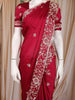 Red Floral Sequins Embroidered Satin Saree