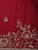 Red Floral Sequins Embroidered Satin Saree