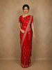 Red Floral Sequins Embroidered Semi Banarasi Saree with Designer Border