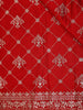 Red Floral Sequins Embroidered Semi Banarasi Saree with Designer Border