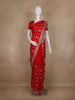 Red Floral Sequins Embroidered Semi Banarasi Saree with Designer Border