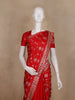 Red Floral Sequins Embroidered Semi Banarasi Saree with Designer Border