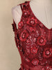 Red Floral Sequins Embroidered Textured Satin Gown