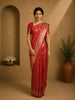 Red Floral Woven Banarasi Silk Saree