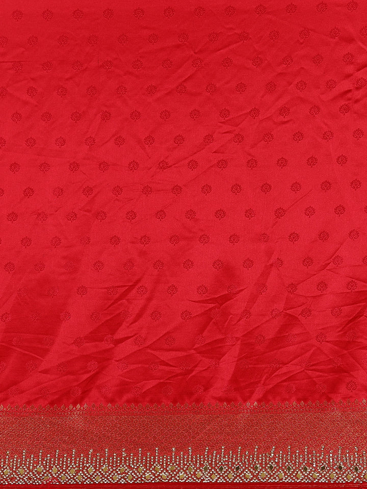 Red Floral Woven Banarasi Silk Saree - Diadem