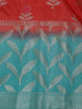 Red Floral Woven Banarasi Silk Saree With Contrast Border