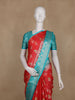 Red Floral Woven Banarasi Silk Saree With Contrast Border