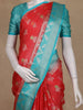 Red Floral Woven Banarasi Silk Saree With Contrast Border