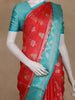 Red Floral Woven Banarasi Silk Saree With Contrast Border