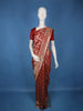 Red Floral Woven Banarasi Silk Saree With Zari Border
