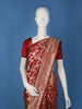 Red Floral Woven Banarasi Silk Saree With Zari Border
