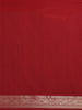 Red Floral Woven Banarasi Silk Saree With Zari Border