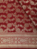 Red Floral Woven Banarasi Silk Saree With Zari Border