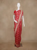 Red Floral Woven Banarasi Silk Saree With Zari Border