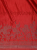 Red Floral Woven Banarasi Silk Saree With Silver Zari Border