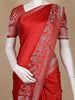 Red Floral Woven Banarasi Silk Saree With Silver Zari Border