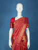 Red Floral Woven Kanchipuram Silk Saree With Zari Border