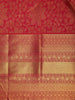 Red Floral Woven Kanchipuram Silk Saree With Zari Border