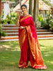 Red Floral Woven Pure Kanchipuram Silk Saree - Diadem