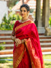 Red Floral Woven Pure Kanchipuram Silk Saree - Diadem